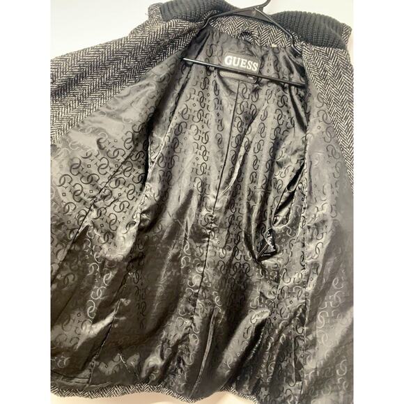 VTG 90s GUESS LA 1981 Wool Blend Double-Breasted Lined Tweed Peacoat WMNS SZ SM - Picture 5 of 16